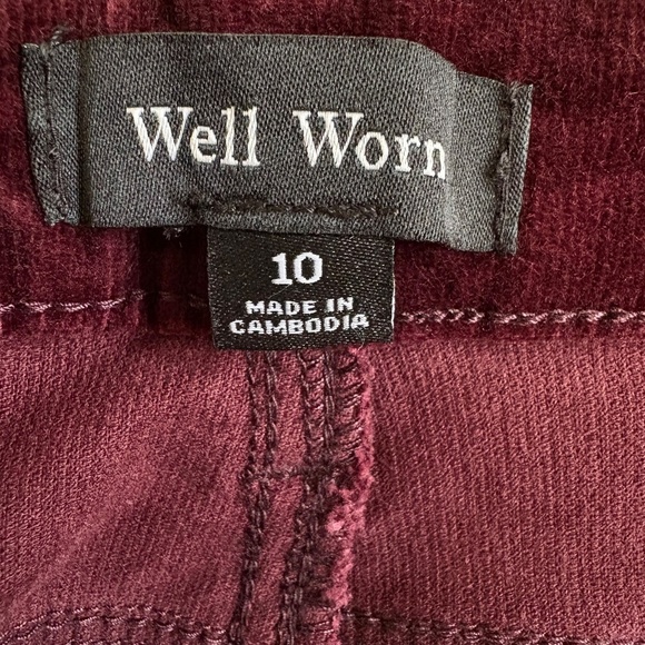 Well Worn brand: High Rise, Soft Corduroy Skinny Pants, Red, Size 10 (W30), NWT - Picture 10 of 16